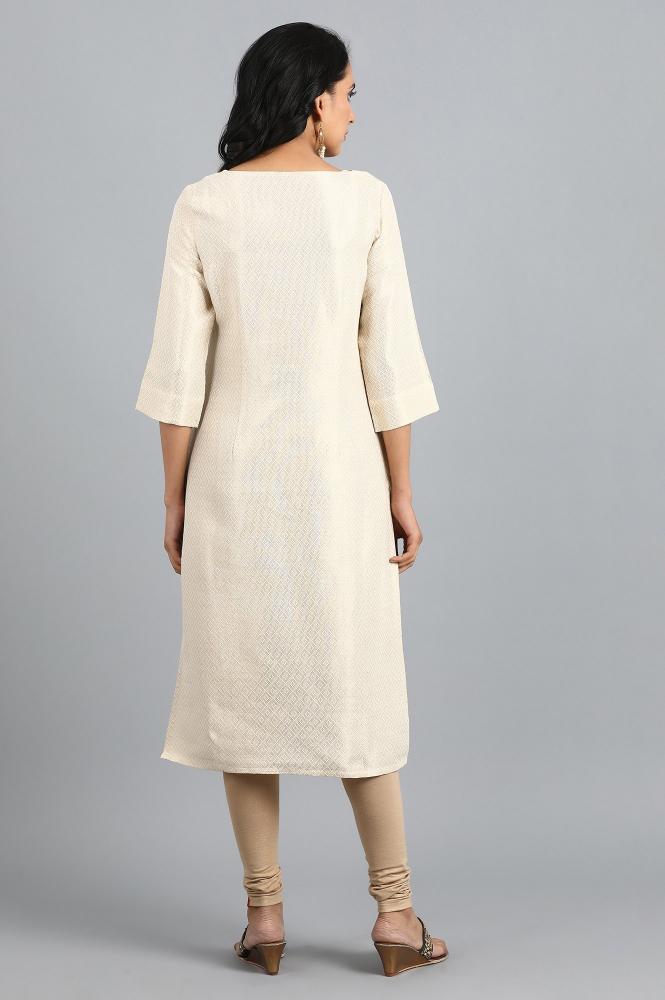 White Round Neck Classic Kurta