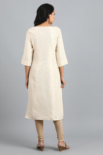 White Round Neck Classic Kurta
