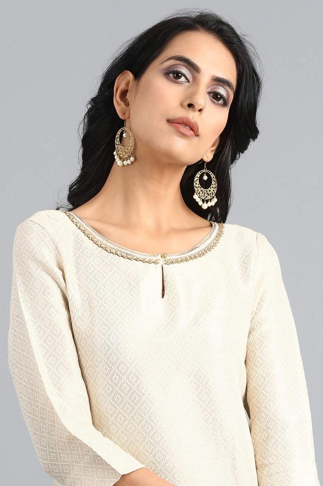 White Round Neck Classic Kurta