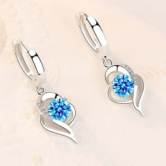 NEHZY 925 Sterling Silver New Woman Fashion Jewelry High Quality Blue Pink White Purple Crystal Zircon Hot Selling Earrings