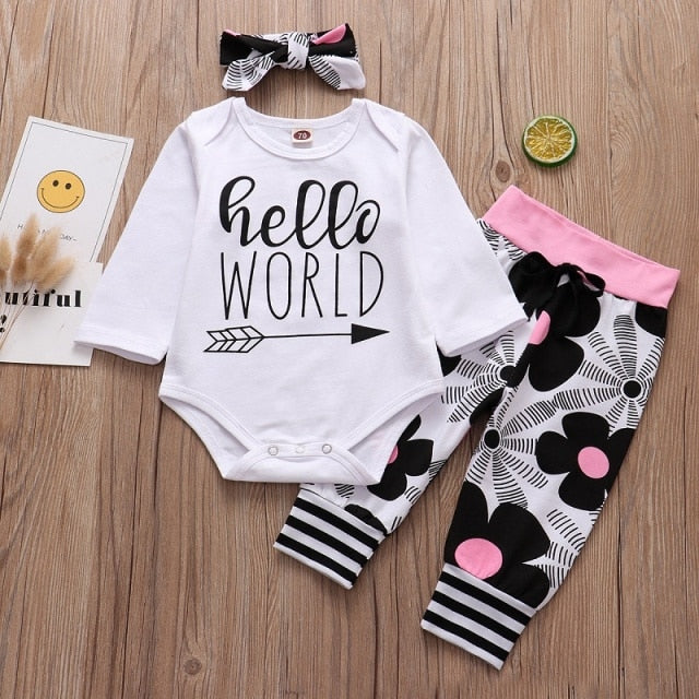 Newborn Infant Baby Girl Clothes Sets Unicorn Pegasus Star Castle Tops+Pants+Hat+Headband 4PCS Infant Baby Girl Clothing Outfits